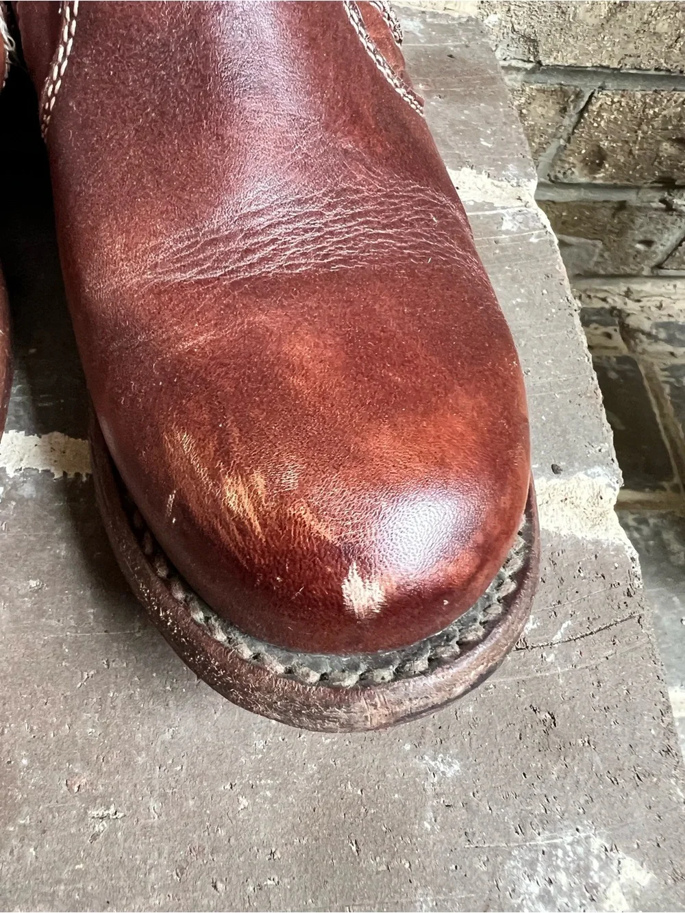 Bed Stu Cognac Leather Side-Zip Ankle Boots